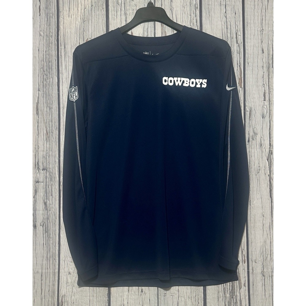 Nike Dallas Cowboys NFL Dri-FIT Long Sleeve‎ Shirt Men's Large Navy Blue Logo